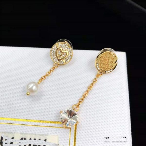 

fine high version copper gold plated rock sugar square diamond version love cat new chain pearl earrings, Golden