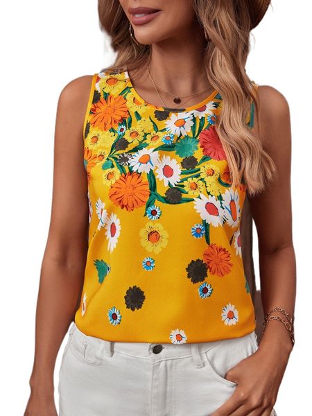 

floral print tank c7vd#, White