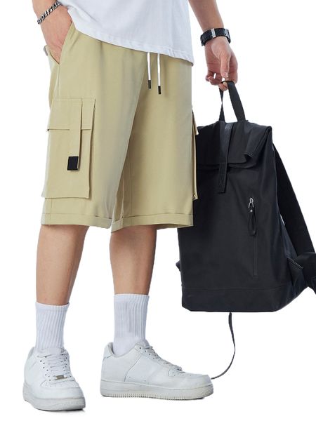 

romwe guys solid cargo shorts v3ei#, White;black