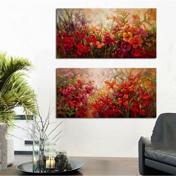 Ansimante a olio di fiori naturali Stampa su tela Poster Paesaggio Dipinti di paesaggi Nordico scandinavo Immagine da parete per soggiorno