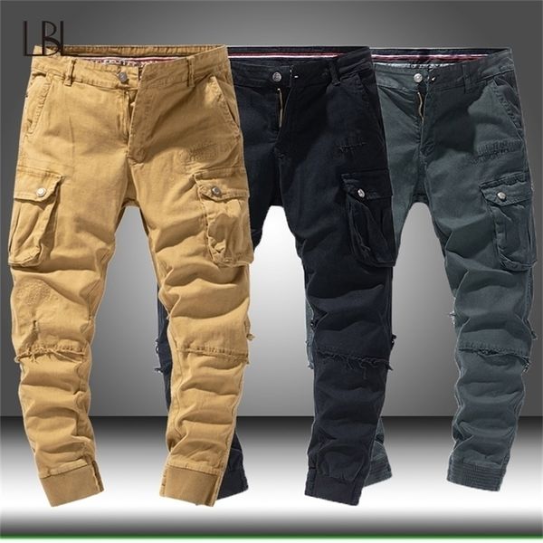 Calças casuais de alta qualidade Calças casuais homens Militares Tactical Joggers Cargo Male Malas Multi-bolso calças pretas calças de moletom 201130