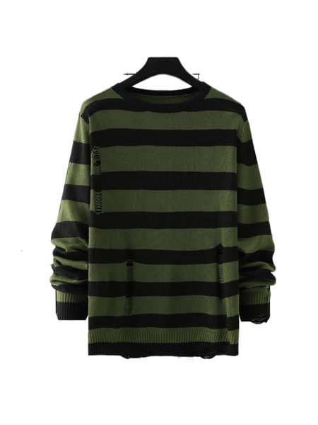 

men color block ripped sweater h4ly#, White;black
