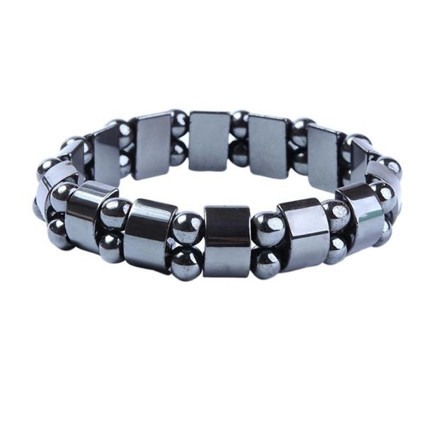 

new fashion charm black magnetic hematite bracelet for men women healthy bracelets natural stone bracelet jewelry gift, Golden;silver