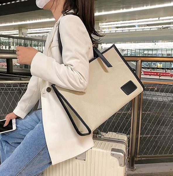 

fashion women canvas high capacity shopping bags simple leisure shoulder bag new style wild student letter pattern handbag women totes walle