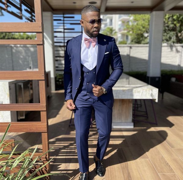 

2022 navy blue suit men formal slim fit groom tuxedos for wedding prom party dress male classic men's suit blazer vest pants, Black;gray