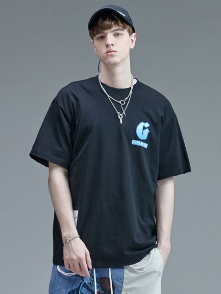 

men letter graphic drop shoulder tee g5wx#, White;black