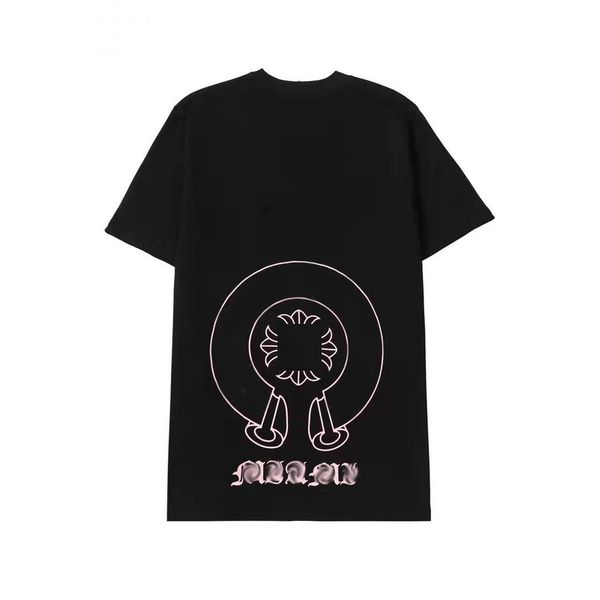 

luxury summer mens t shirts horseshoe flower tees ch brand man cross t-shirts sanskrit letter designer tshirts fashion boy hip hop sweater w, White;black