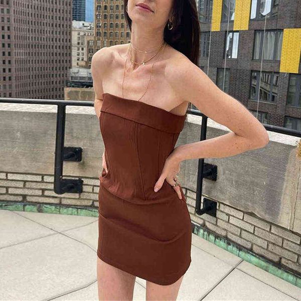 

women summer chic solid strapless mini tube bodycon dress female fashion simple basic ruched backless zipper mini dress t220818, Black;gray