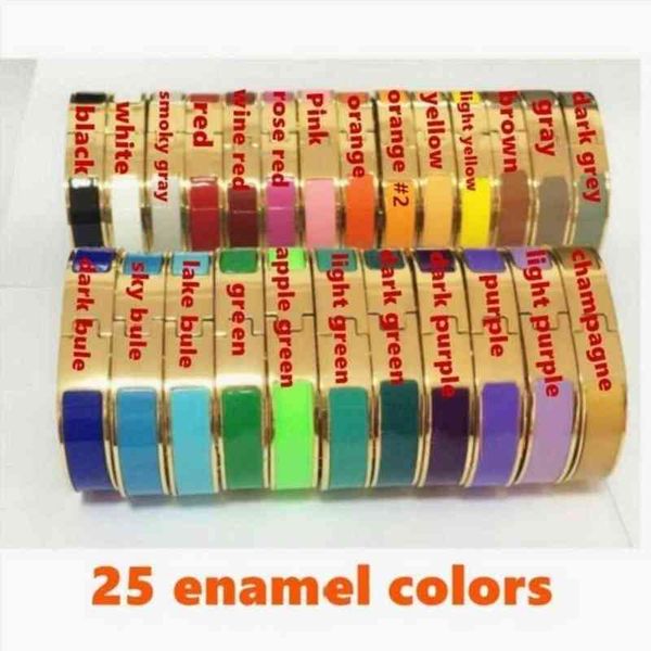 

titanium steel 18k gold plated mens designer bangle h enamel colorful bracelet fashion jewelry for women, Black