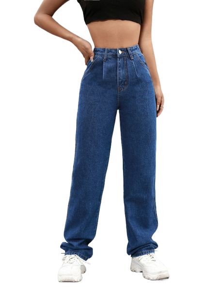 

high waist straight leg jeans s4nc#, Blue