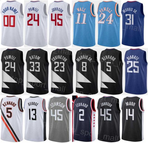 

screen print classic man women icon basketball norman powell jersey 24 robert covington 23 nicolas batum 33 marcus morris sr 8 coffey 7 john, Black;red