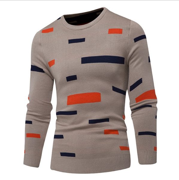 

men crew neck new sweater pullover printed winter knitted sweaters men clothing long aa, White;black