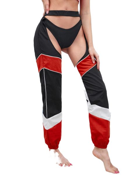 

cut-out pit crew costume pants i9vm#, Black;red