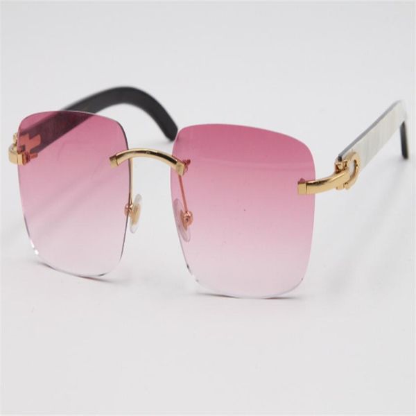 

whole new style 8300816 sunglasses genuine natural black and white vertical stripes buffalo horn rimless glasses gold b212m, White;black