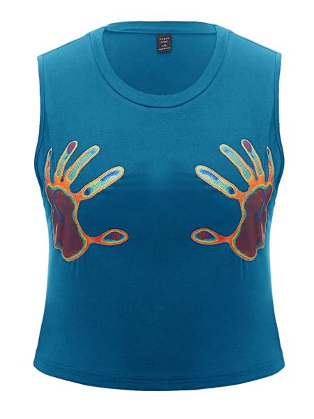 

plus hands print tank b17i#, Black