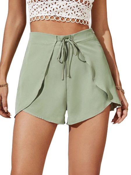 

knot front wrap shorts m0sf#, White;black
