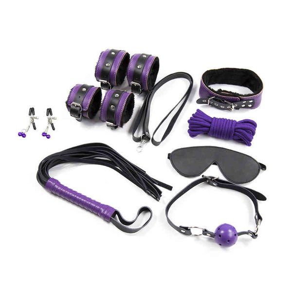 Nxy SM-Bondage-Sex-Set, 8-teilig, Spieleset für Erwachsene, Handschellen, Fußschellen, Peitschenseil, Augenbinde für Paare, Erotikspielzeug, SM-Produkte, Männer und Frauen, 220423