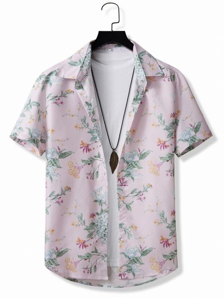 

men floral print shirt l7tf#, White;black