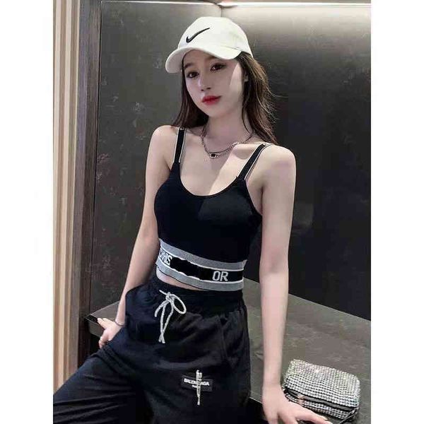 

net red short black strap vest for women in summer, White