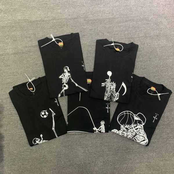 

jack cactus 2022travis skull scott tee skull short sleeve t-shirt print tee, White;black