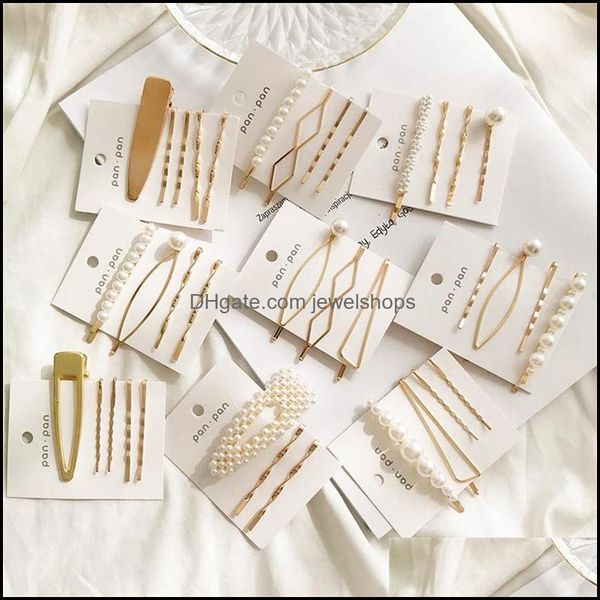 

hair clips barrettes jewelry ifmia 3pcs/set pearl metal clip hairband comb pin barrette hairpin headdress accessories beauty styling tools, Golden;silver