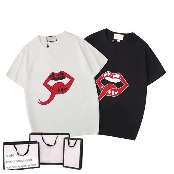 

designer t shirt summer short sleeve mouth printed tee men women lovers luxury t-shirts fashion pure cotton comfortable clothes tee size s-3, White;black