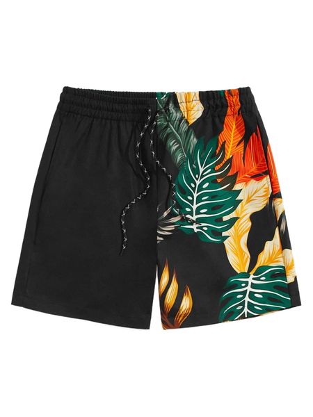 

men tropical drawstring waist shorts k3qm#, White;black