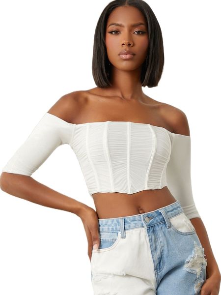 

ruched hook and eye back z7by#, White