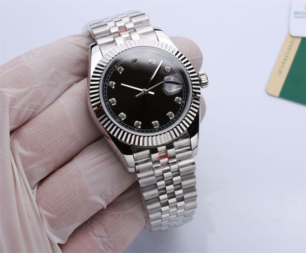 

sw st9 men's watch black dial 41mm datejust stainless steel 904lm126334 automatic mechanical watch 0012, Slivery;brown