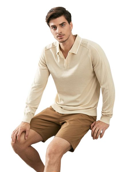 

men polo neck contrast trim sweater j5s7#, White;black