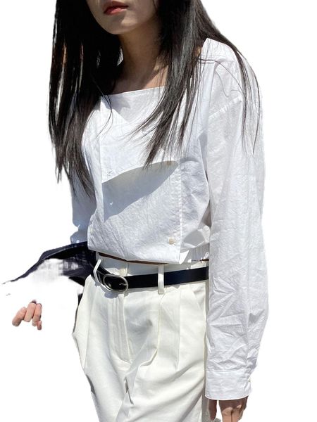 

dazy solid button up drop shoulder blouse e4u6#, White