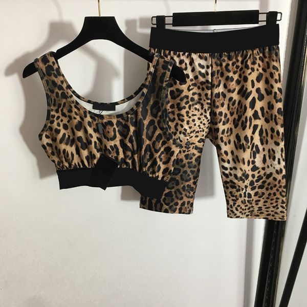 Fatos de treino Hip Hop Leopard Feminino Coletes Shorts Verão Elastic Designer Conjuntos de Ternos Esportivos Luxo Toque Suave Conjunto de Duas Peças