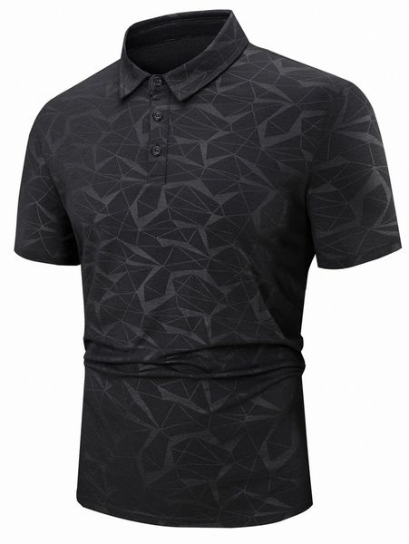 

men allover geo print polo shirt g64r#, White;black