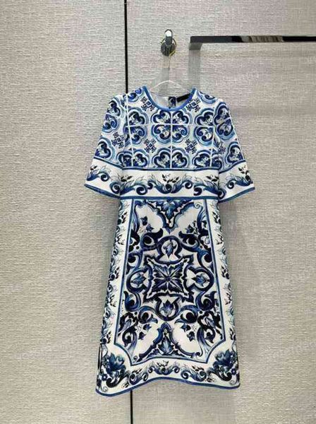 

womens designer dresses blue mediterranean collection vintage fresh blue and white porcelain print classic tunic luxury casual dresses 0912, Black;gray