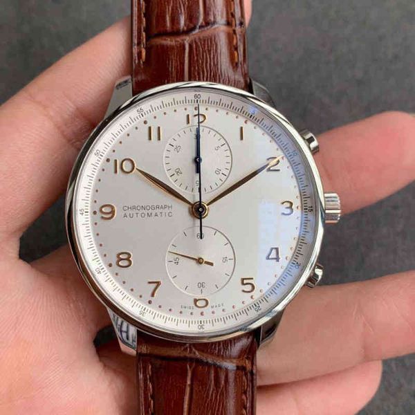 

zf portuguese meter gold needle series multifunctional timing automatic mechanical men's watch 7750 movement, Slivery;brown