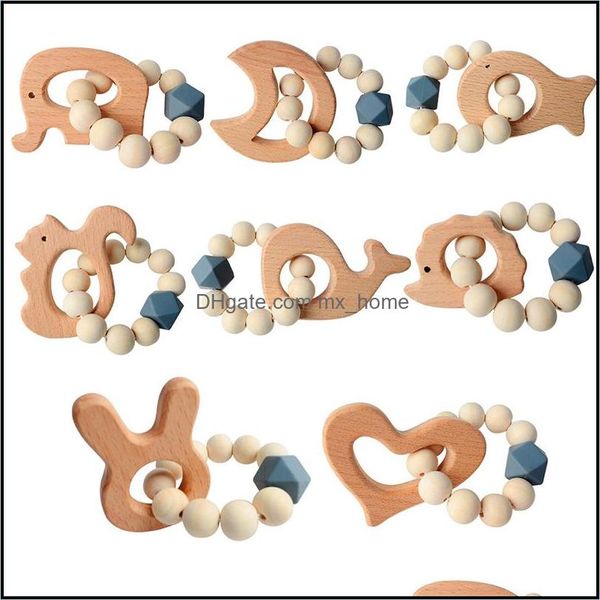 

soothers teethers health care baby kids maternity baby toys wristband natural wooden sile teething beads teether n dhi4r