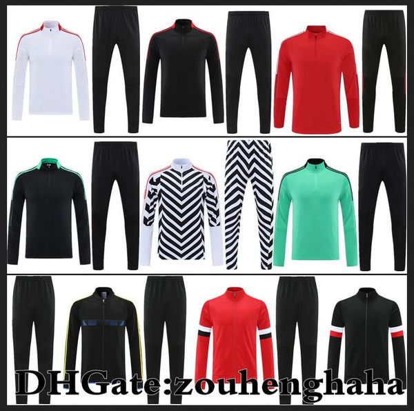 

man ronaldo utd tracksuit jacket half soccer hommes long sleeve 2021 22 football survetement sportswear martial manchester pogba men united, Black
