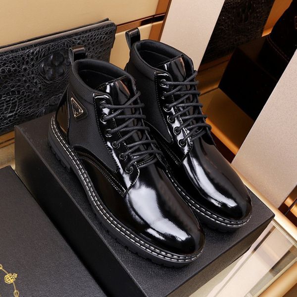 

2022 new european and american retro men's boots crocodile pattern mid-tube solid color low-heel western cowboy large size knight shoes, Black