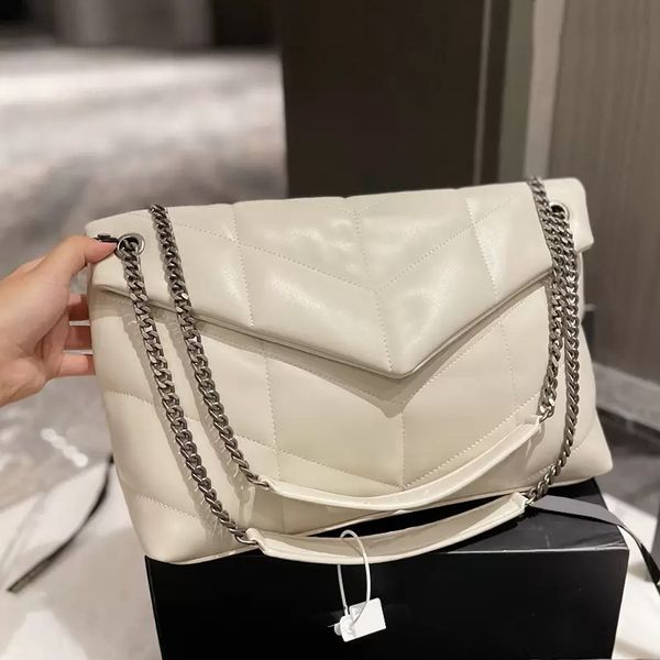 

sw 2022ss france womens classic flap jumbo puffer 33x23cm bags clouds messager lambskin quilted large capacity handbags silver metal chain s