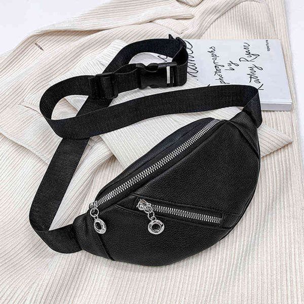 

women pu leather waist bag lady designer fanny pack fashion travel crossbody money phone chest female bum belt s 220609