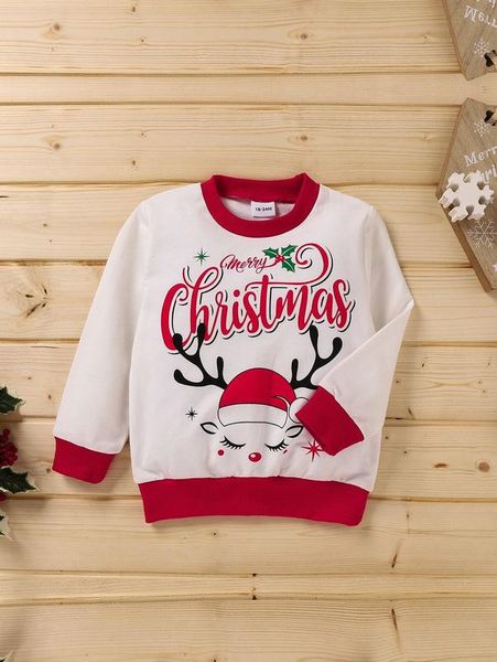 

baby christmas print round neck sweatshirt she, Black