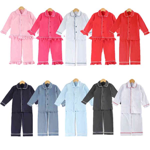 2020 crianças pijamas outono inverno 100 algodão meninos meninas pijamas conjunto em branco sleepwear fralar pijama aa220326