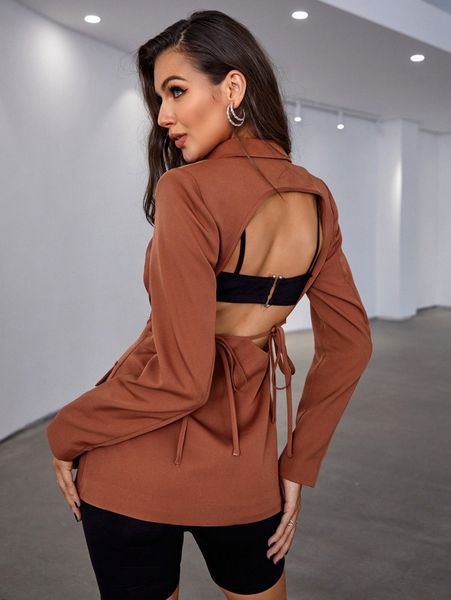 

double crazy backless single button flap detail blazer c1po#, White
