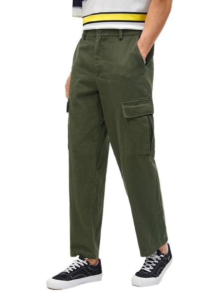 

men flap pocket side cargo pants u5p4#, Black
