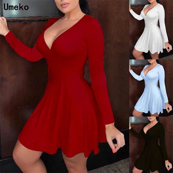 

umeko vintage v-neck dress a-line draped pure color femme spring mini short dresses elegant vestidos women party dresses 220409, Black;gray