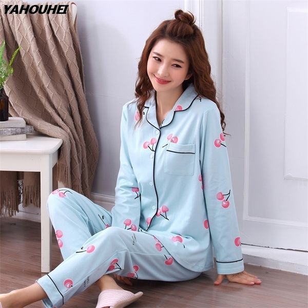 

2019 autumn casual striped home clothing girls cotton pajamas sets femme long sleeve pyjama loungewear homewear pijama for women t200707, Black;red