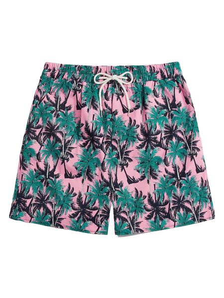 

romwe guys tropical print drawstring shorts g3up#, White;black
