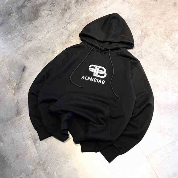 

balencaigass hoodies autumn paris designer bb2022 winter lock reflective loose hooded sweater jacket men's and women's lovers, Black