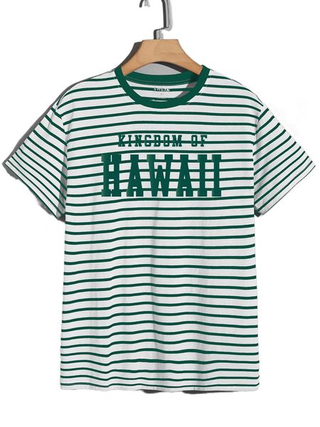 

men striped and letter graphic tee p8z7#, White;black