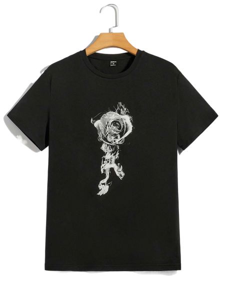 

men floral & fire print tee e8lz#, White;black